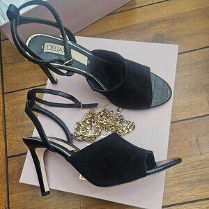 Black Suede ankle strap heels